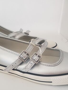 Converse Silver Mary Jane Sneaker with Double Buckle